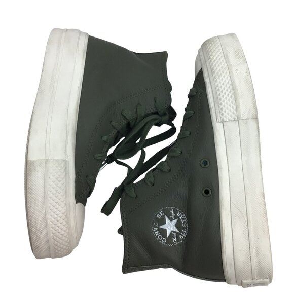 Converse CTAS Dark Green Leather High Top Platform Sneakers Womens 5 - Picture 8 of 13
